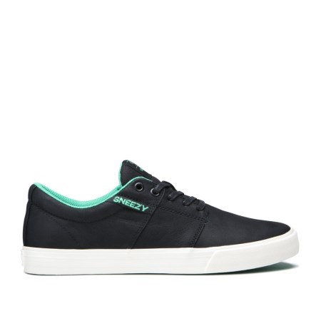 Supra Stacks II Vulc Mens Low Tops Shoes Black/Turquoise UK 83TUO